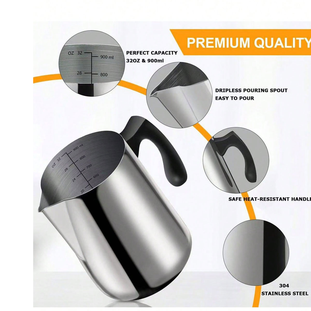 Barista Milk Jug - Pitcher Latte Art Kopi dari Baja
