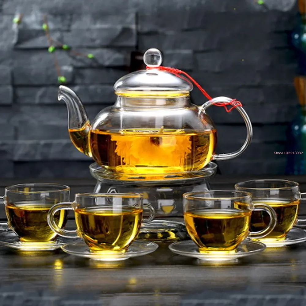 Bamboo Tea Tray - Set Teh Kaca Elegan, Teko Borosilikat