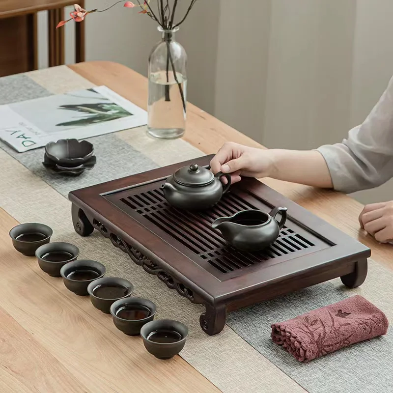 Bamboo Tea Tray - Nampan teh bambu alami Cina penyimpanan