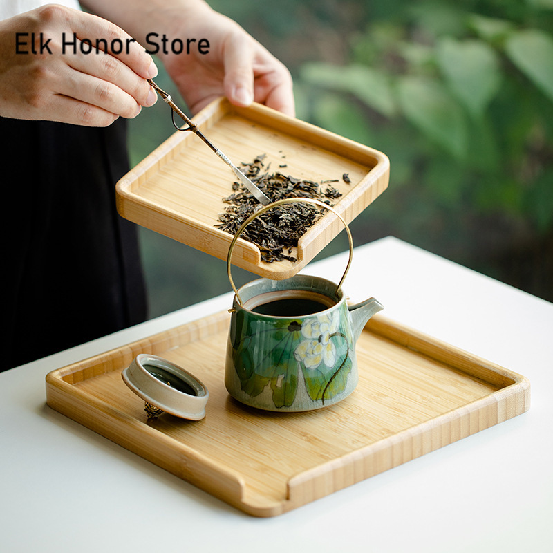 Nampan makanan bambu Cina, wad - Bamboo Tea Tray ulasan dan harga